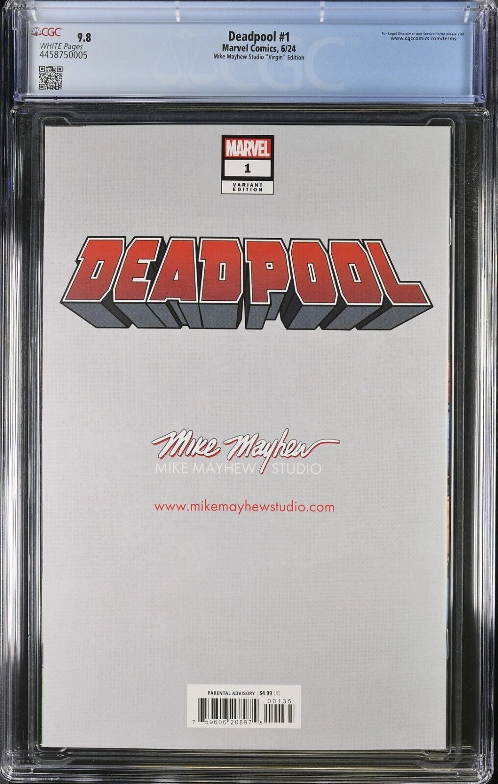 Deadpool  #1 Mike Mayhew Studio ""Virgin"" Edition CGC 9.8 (2024)