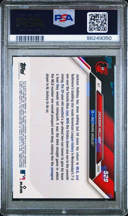 2024 TOPPS NOW 529 JACKSON HOLLIDAY RED  RC ROOKIE PSA 10  /10