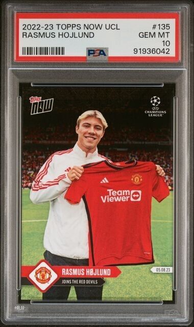 2022 TOPPS NOW UEFA RASMUS HOJLUND 135 PSA 10