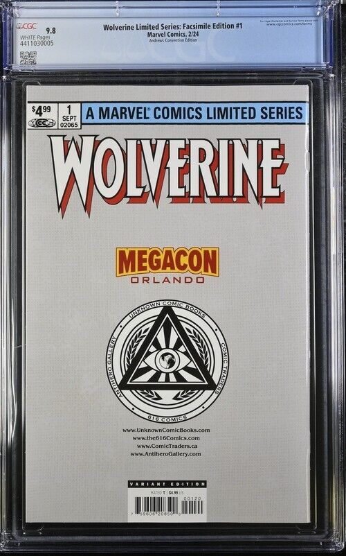 Wolverine Limited Series: Facsimile Edition #1 Andrews Convention Edition 9.8 