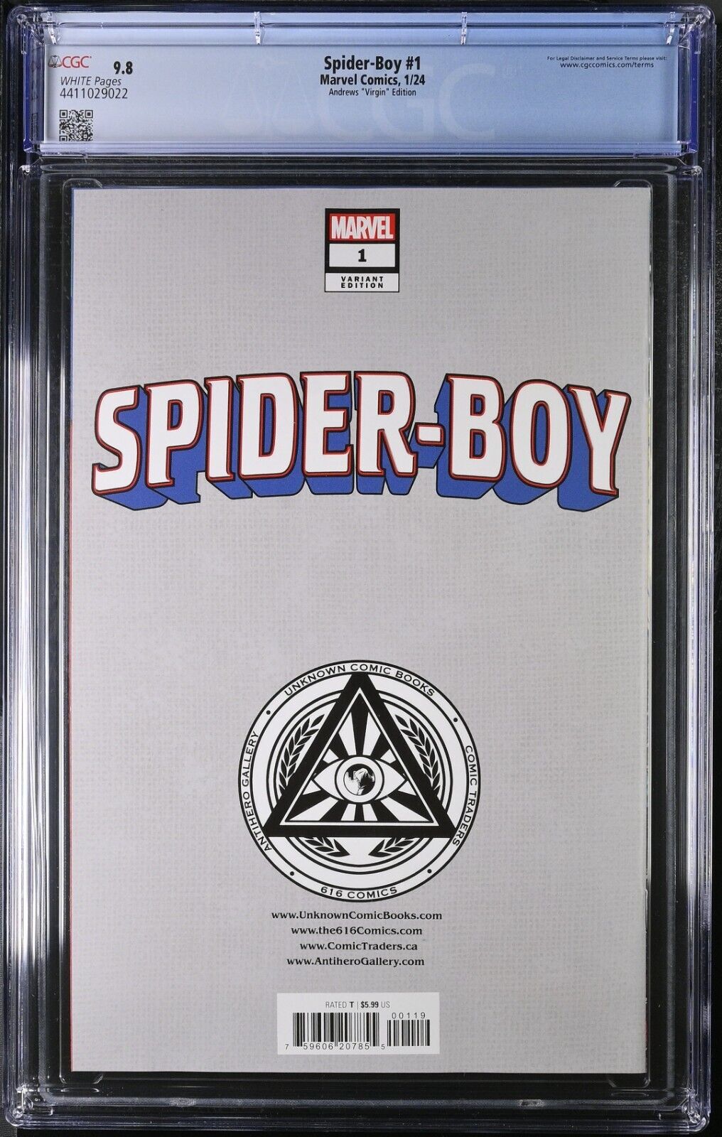 Spider-Boy #1 Andrews Virgin Variant CGC 9.8 (2024)