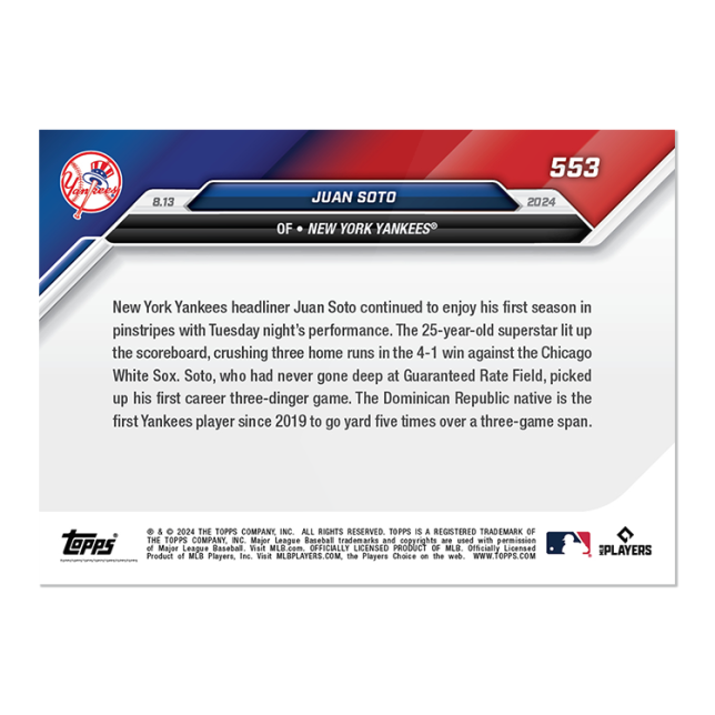 "PRESALE" Juan Soto - 2024 MLB TOPPS NOW Card 553 "PRESALE"