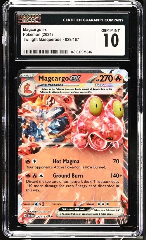 Pokemon Magcargo ex 029/167 TWM EN English  Gem Mint 10 (2024)