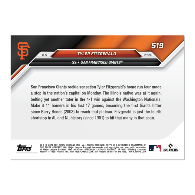 "PRESALE" Tyler Fitzgerald - 2024 MLB TOPPS NOW Card 519 "PRESALE"