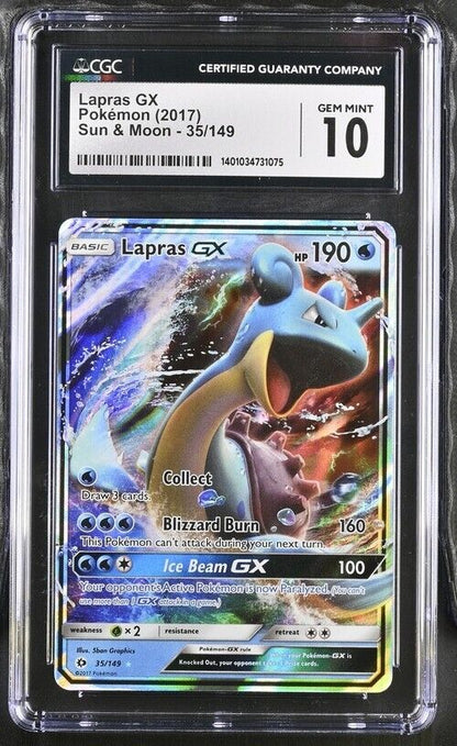 Pokemon Lapras GX 35/149 Sun & Moon English Ultra Rare Gem Mint 10 (2017)