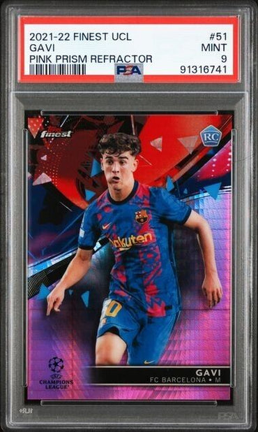 2021-2022 TOPPS FINEST UEFA GAVI 51 PINK PRISM REFRACTOR PSA 9 /125