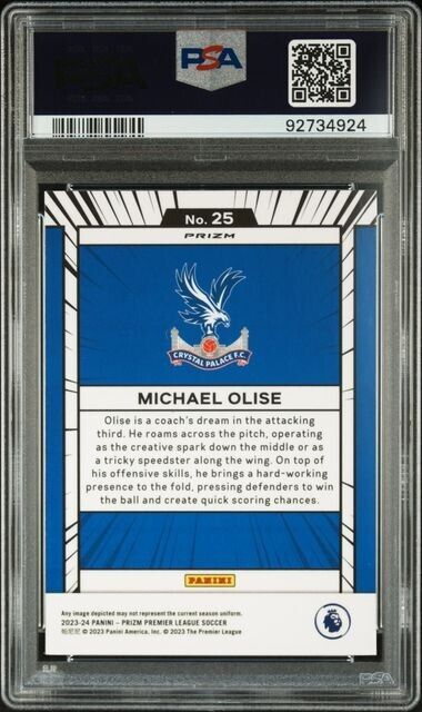 2023-24 PANINI PRIZM PREMIER LEAGUE MANGA Michael Olise 25 Gem Mint 10