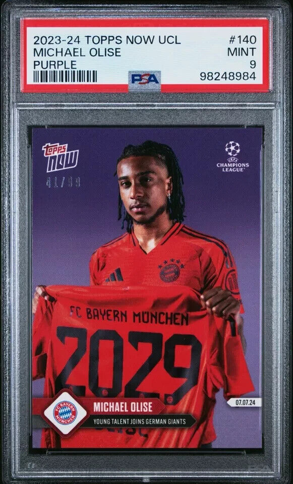 2023 TOPPS NOW UEFA CHAMPIONS LEAGUE 140 MICHAEL OLISE PURPLE PSA 9 /49 