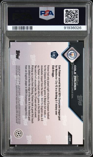 2021 TOPPS NOW UEFA CHAMPIONS LEAGUE COLE PALMER 48 PSA 9