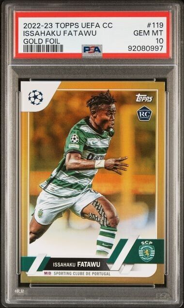 2022 TOPPS UEFA ISSAHAKU FATAWU 119 GOLD FOIL PSA 10 /50