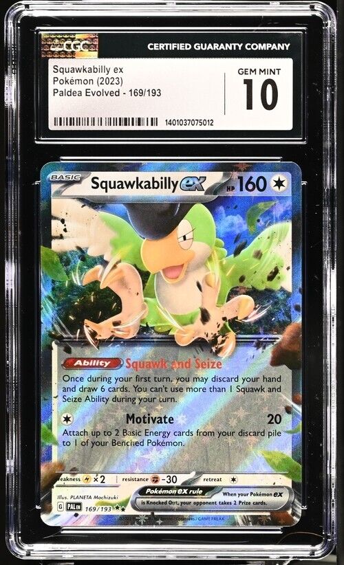 Pokemon Squawkabilly ex 169/193 Paldea Evolved - PAL EN English Gem Mint 10 2023