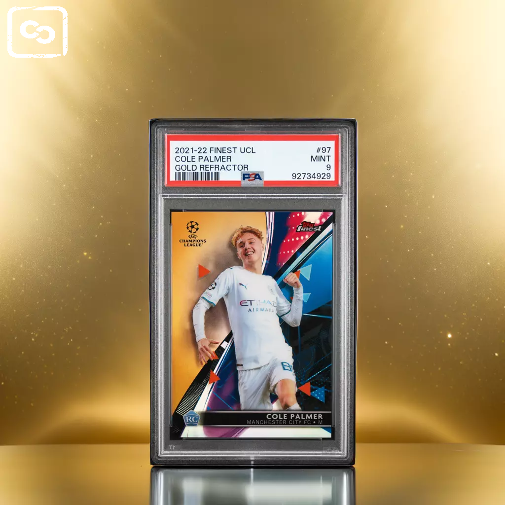 2021-22 TOPPS FINEST UEFA CHAMPIONS COLE PALMER 97 GOLD REFRACTOR PSA 9 /50