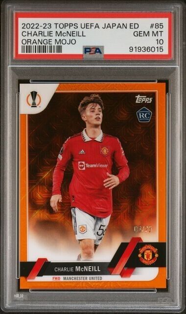 2022-23 TOPPS UEFA CHARLIE McNEILL 85 ORANGE MOJO PSA 10 /25