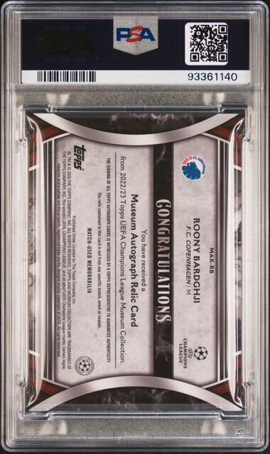 2022-23 TOPPS MUSEUM COL. UEFA ROONY BARDGHJI RB AUTO RLC-AMETHYST PSA 10 /99