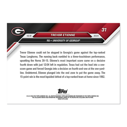 Trevor Etienne - 2024 Bowman U Now Football Card 31 Georgia