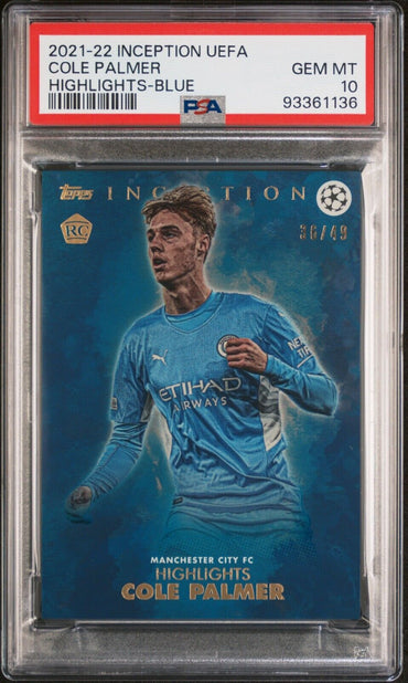 2021 TOPPS INCEPTION UEFA CLUB COLE PALMER HIGHLIGHTS-BLUE PSA 10 /49