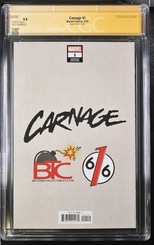 Carnage #1 Virgin Sketch Cover Signed by Suayan, 9.8