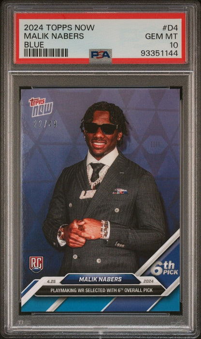 2024 TOPPS NOW D4 MALIK NABERS BLUE PSA 10 /49