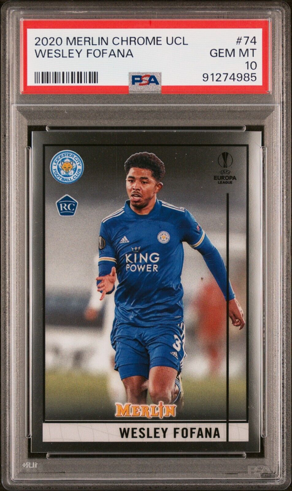 2020 TOPPS MERLIN CHROME UEFA CHAMPIONS LEAGUE WESLEY FOFANA 74 PSA 10