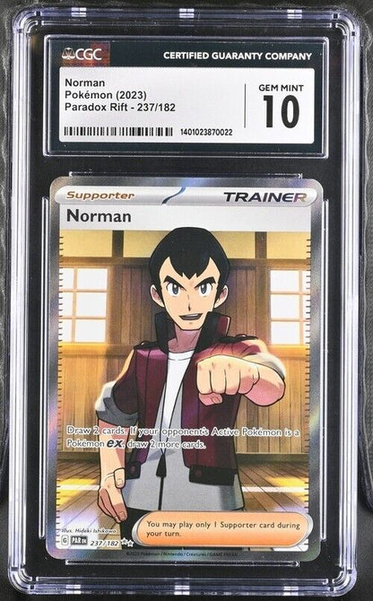 Pokemon Norman 237/182 Paradox Rift - PAR EN English Gem Mint 10 (2023)