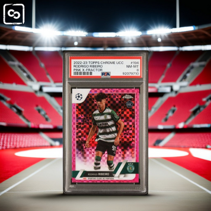 2022-23 TOPPS CHROME UEFA RODRIGO RIBEIRO 194 PINK X-FRACTOR PSA 8 /250