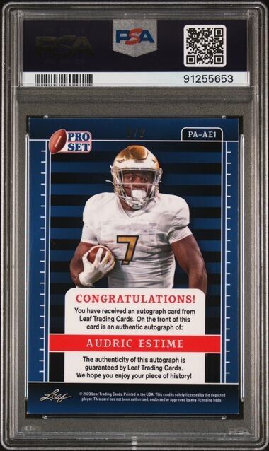 2023 LEAF PRO SET METAL AUTOGRAPHS Audric Estime /2 Mint 8