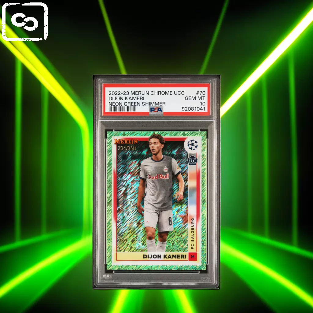 2022-23 TOPPS MERLIN CHROME UEFA DIJON KAMERI NEON GREEN SHIMMER PSA 10 /350