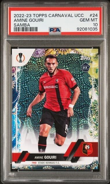 2022 TOPPS CARNAVAL UEFA AMINE GOUIRI 24 SAMBA PSA 10 /75