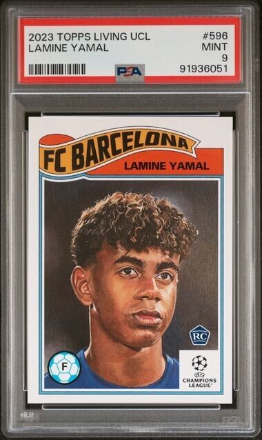 2023 TOPPS LIVING UEFA CHAMPIONS LEAGUE LAMINE YAMAL 596 PSA 9