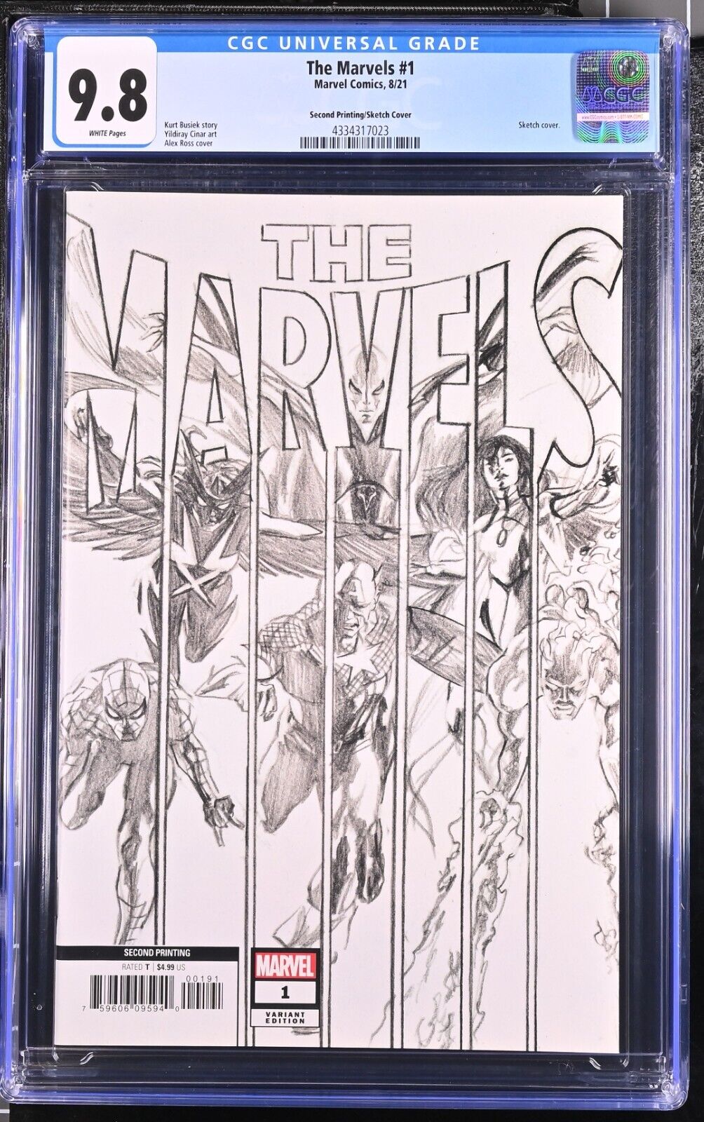 THE MARVELS #1 - CGC 9.8 NM - Ross 2nd Print Sketch Variant 1:25 (2021)