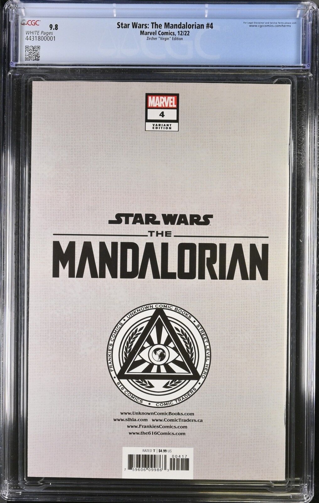 Star Wars: The Mandalorian #4 Zircher ""Virgin"" Edition CGC 9.8 (2022)