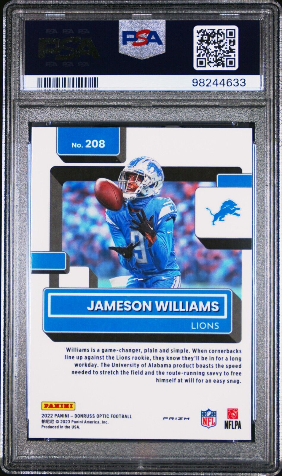 2022 PANINI DONRUSS OPTIC 208 JAMESON WILLIAMS BLUE GLITTER GEM MINT 10