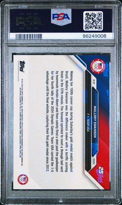 2024 TOPPS NOW OLYMPIC GAMES 25 MALLORY SWANSON STARS PSA 10 /24