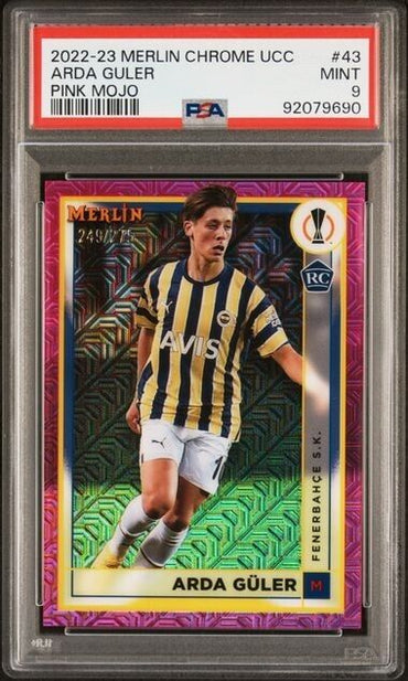 2022-23 TOPPS MERLIN CHROME UEFA ARDA GULER 43 PINK MOJO PSA 9 /275