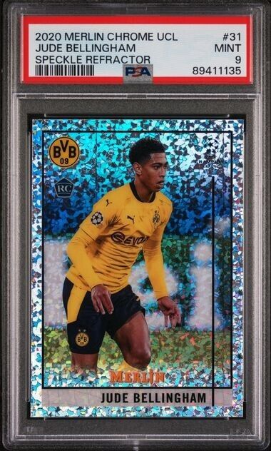 2020 TOPPS MERLIN CHROME UEFA JUDE BELLINGHAM 31 SPECKLE REFRACTOR PSA 9 /150