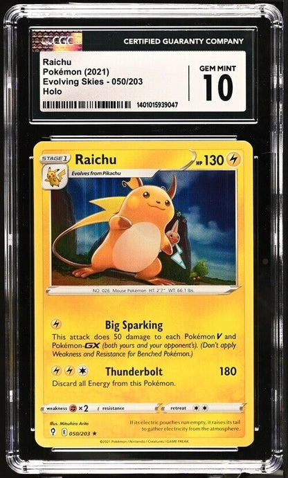 Pokemon Raichu 050/203 Evolving Skies English Gem Mint 10 (2021)