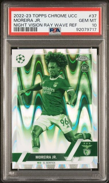 2022-23 TOPPS CHROME UEFA MOREIRA JR. 37 NIGHT VISION RAY WAVE PSA 10 /225