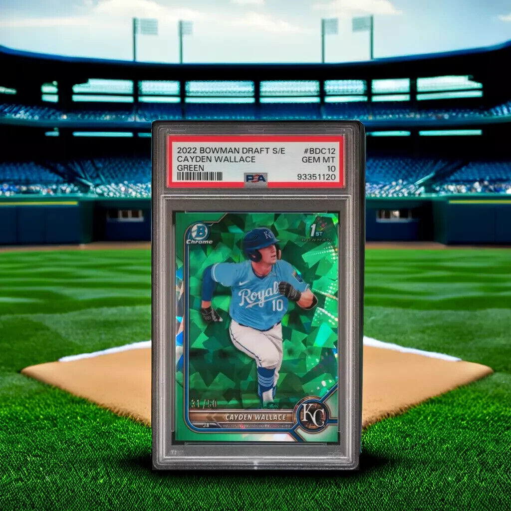 2022 BOWMAN DRAFT CHROME SAPPHIRE EDITION Cayden Wallace /50 Green Gem Mint 10