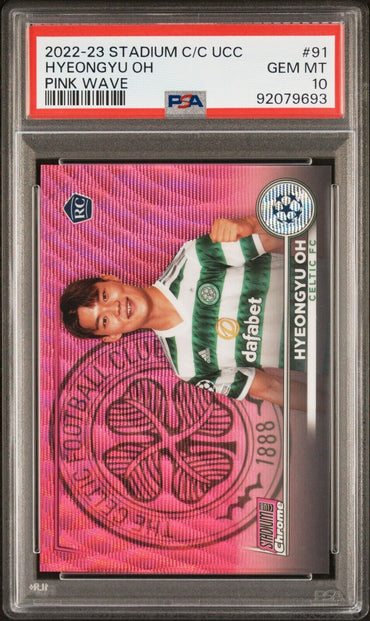 2022-23 TOPPS STADIUM CLUB CHROME UEFA HYEONGYU OH 51 PINK WAVE PSA 10 /150