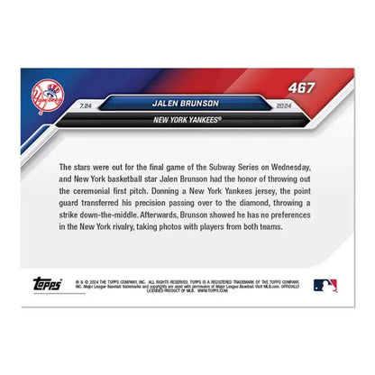 Jalen Brunson - 2024 MLB TOPPS NOW Card 467