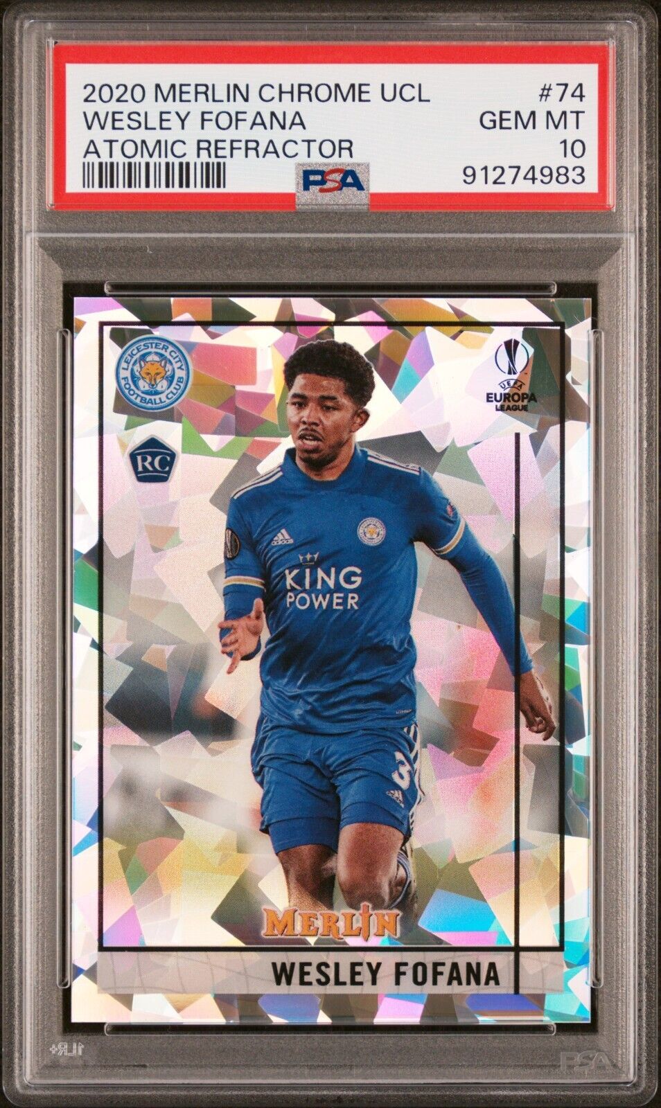 2020 TOPPS CHROME UEFA CHAMPIONS WESLEY FOFANA 74 ATOMIC REFRACTOR PSA 9 /250