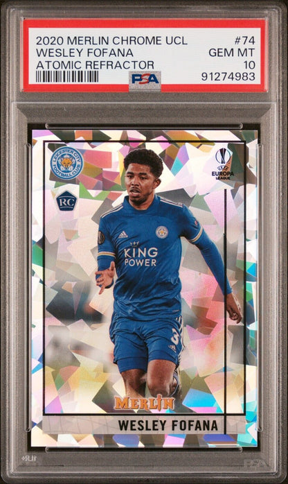 2020 TOPPS CHROME UEFA CHAMPIONS WESLEY FOFANA 74 ATOMIC REFRACTOR PSA 9 /250