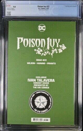 Poison Ivy #22 Talavera Variant Cover A CGC 9.8 (2024)