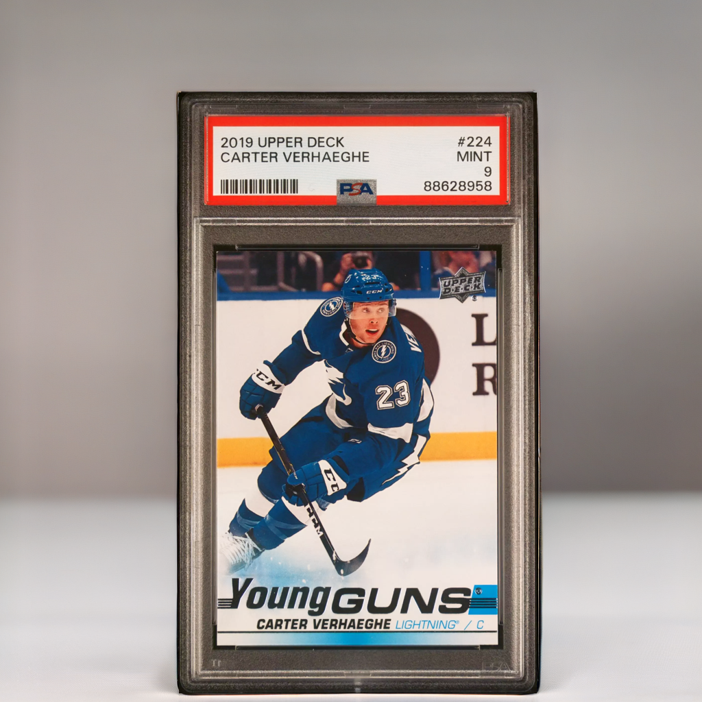 2019 UPPER DECK HOCKEY 224 CARTER VERHAEGHE YOUNG GUNS PSA 9