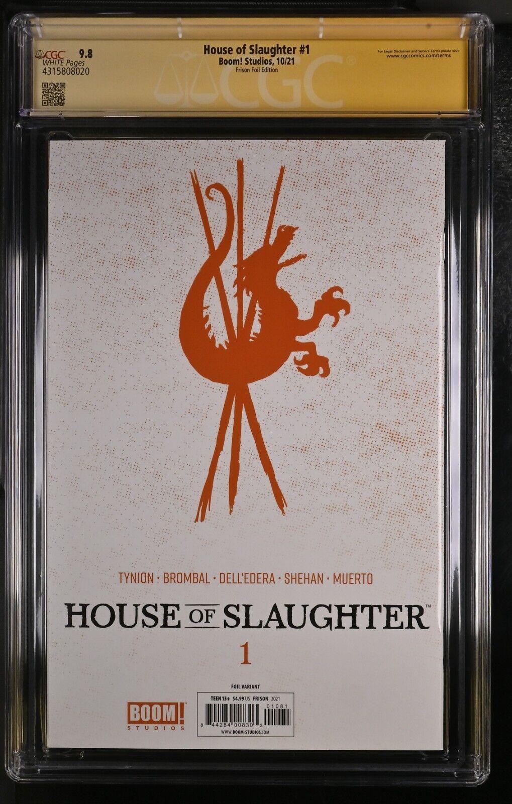 House Of Slaughter 1 Jenny Frison 1:200 CGC 9.8 Signature Series Signed