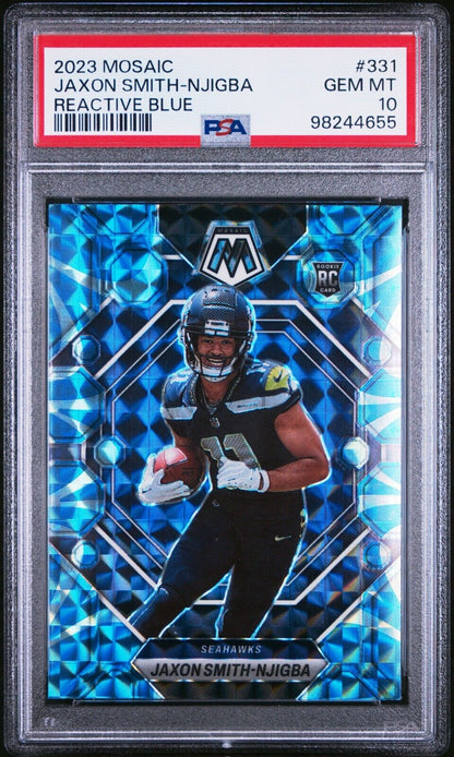 2023 PANINI MOSAIC 331 JAXON SMITH-NJIGBA REACTIVE BLUE GEM MINT 10