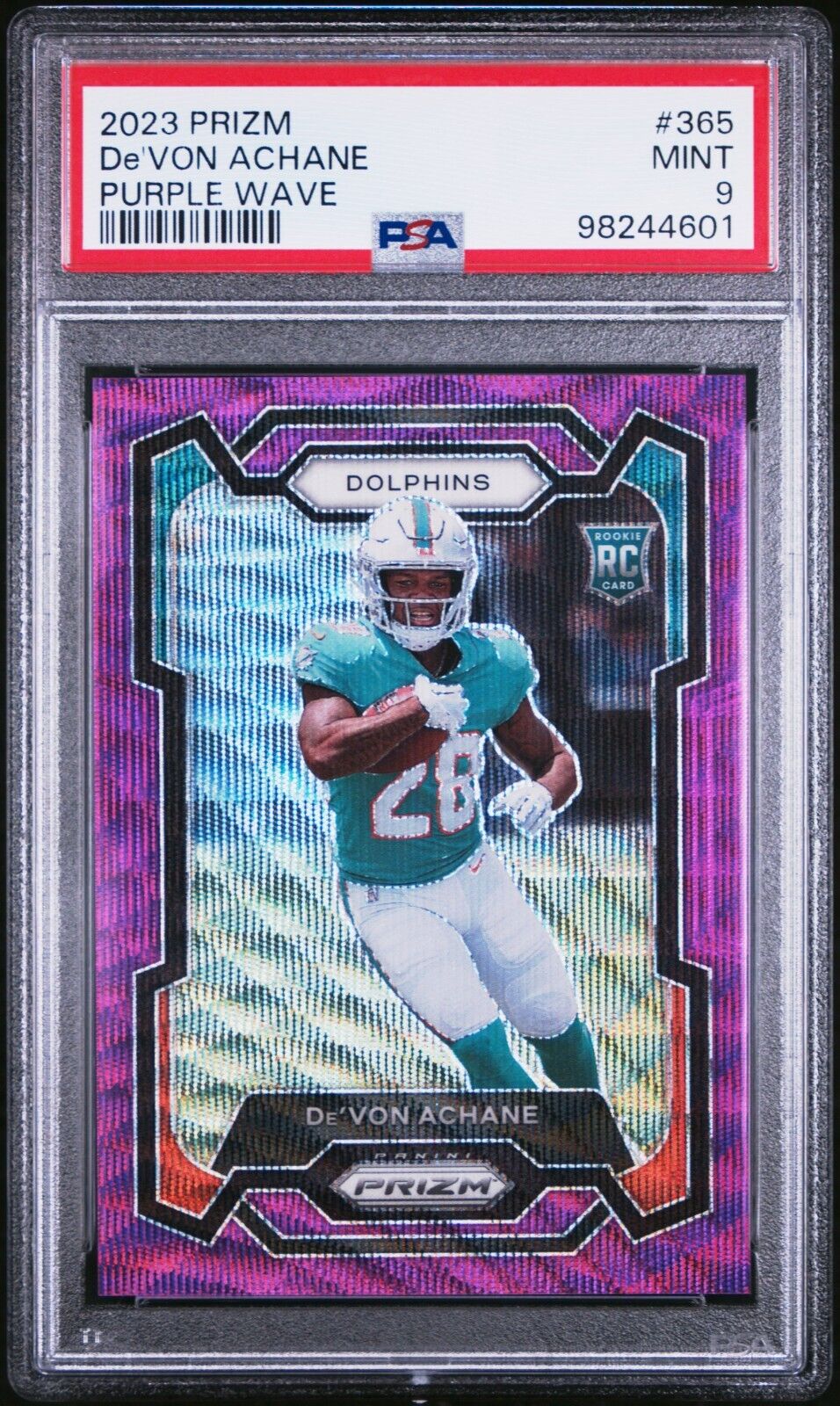 2023 PANINI PRIZM 365 De'VON ACHANE PURPLE WAVE MINT 9 /99