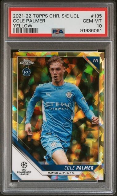 2021-2022 TOPPS CHROME SAPPHIRE EDITION UEFA COLE PALMER 135 YELLOW PSA 10 /99