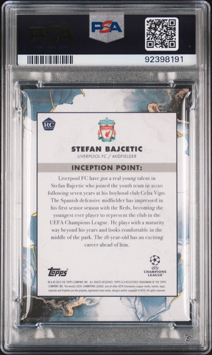 2022-23 TOPPS INCEPTION UEFA STEFAN BAJCETIC EMERGING STARS-BLUE PSA 9 /49