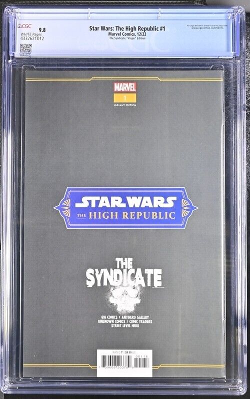 Star Wars: The High Republic #1 The Syndicate "Virgin" Edition CGC 9.8 (2022)